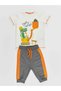 Dino At Work Boy's T-shirt Capri Shorts Set - 3