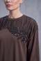 Leaf Sequined Gathered Shoulder Detail Tunic Brown - 2