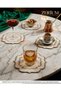 Premium 6-Pack Cocktail and Coffee Coaster Napkins with Gold Geometric Embroidery - 6