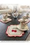 Premium Set of 6 Cocktail and Coffee Coasters with Cherry Motifs and Gold Embroidery - 3