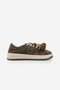 Women's Sneaker Thick Sole Denim Removable Beaded Buckle Sports Shoes Porento Brown Denim - 6