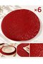 Set of 6 Red Mesh Placemats with Mesh Pattern—Vinyl, Non-Slip, Washable, Heat-Resistant
