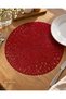 Set of 6 Red Mesh Placemats with Mesh Pattern—Vinyl, Non-Slip, Washable, Heat-Resistant - 6