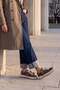 Women's Sneaker Thick Sole Denim Removable Beaded Buckle Sports Shoes Porento Brown Denim - 3