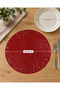 Set of 6 Red Mesh Placemats with Mesh Pattern—Vinyl, Non-Slip, Washable, Heat-Resistant - 4