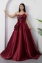 Strapless Neckline Satin Dress with Stones on the Chest Ecr5808 - 5