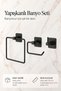 Square Adhesive Set Square Towel Holder Wc Toilet Paper Holder Single Hanger Black