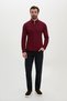 Straight Slim Fit Long-Sleeved Men's Shirt with Button-Down Collar, Burgundy - 37844.23K - 3