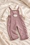 Baby Girl Set - Salopet Set - Rabbit Detailed Ruffle Salopet 2-Piece Set Seasonal 6 9 12 18 24 Months - 2