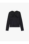Slim Fit Cotton Crew Neck Long Sleeve T-Shirt with Gathered Detail - 5