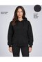 Women's Black Hooded Basic Slim Fit Sweatshirt with Pockets