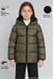 Girl's Khaki Fleece Inside Hooded Waterproof Wind Resistant Pocket Puffer Winter Jacket