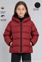 Girl's Burgundy Fleece Inside Furry Hooded Waterproof Wind Resistant Inflatable Winter Jacket Coat