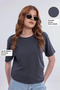 Women's Anthracite Basic Comfortable Fit Lycra T-Shirt