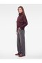 Zippered Long Sleeve High Collar Cashmere Bomber Jacket with Pockets Wool Blend - 2
