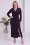 Women's Wrap-Neck Sequined Midi Length Slit Dress with Accessories, Black, Brown, Purple. - 3
