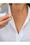 Liora Gold Single Stone Zircon Detailed Minimal Steel Necklace