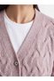 Ozmarka New Season Lilac V-Neck Patterned Women's Knitwear Cardigan - 3
