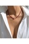 Red Coral Tibetan Agate Minimal Natural Stone Necklace - 2