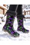 Plush Women's Rain Boots with Purple Rose Pattern 36-40 - 2
