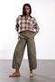 Brown Plaid Pattern Oversize Shirt 6648 - 2