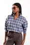 Blue Plaid Pattern Oversize Shirt 6648 - 2