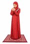 Girls Red Floral One-Piece Prayer Dress with Attached Hijab – Modest Islamic Prayer Abaya for Kids, Full Coverage Salah Outfit for Muslim Girls - 3