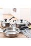 3-Piece Stainless Steel Cookware Set with Frying Pan and Milk Pan for Home Cooking - 6