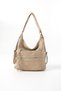 Taupe Color Soft Leather Stylish and Practical Large Multi-Compartment 3-in-1 Women's Backpack, Shoulder Bag, and Crossbody Bag - 2