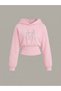 Women's Oversize Crystal Stone Printed Short Hooded Crop Sweatshirt