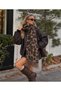 Puffy Soft Textured Scarf Leopard Patterned Shoulder Shawl - 4