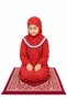Girls Red Floral One-Piece Prayer Dress with Attached Hijab – Modest Islamic Prayer Abaya for Kids, Full Coverage Salah Outfit for Muslim Girls - 2