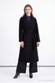 Double-Breasted Collar Belted Cashmere Black Coat 12822