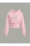Women's Oversize Crystal Stone Printed Short Hooded Crop Sweatshirt