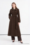 Garni Detailed Belted Brown Dress 0411