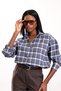 Blue Plaid Pattern Oversize Shirt 6648 - 4