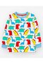 Boys' 100% Cotton White Colorful Tiny Dinosaurs Patterned Long Sleeve Winter Pajama Set - 3