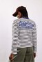 Ecru Sunlit Soul Printed Striped Thin Sweatshirt 4809 - 5