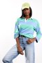 Blue Contrast Collar Striped Long Sleeve T-Shirt 4762 - 4