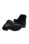 Women's 100% Genuine Leather Lace-Up Serrated Thick Heeled Comfort Sole Boots Daily Boots Black - 5