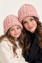 Powder Pink Hand Knitted Puffy Beanie – Girls' and Women's Winter Folded Soft Textured Beanie 1 Piece