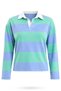 Blue Contrast Collar Striped Long Sleeve T-Shirt 4762