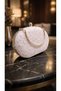 Women's Powder Pink Lace and Pearl Detailed Stoned Evening Dress Handbag & Portfolio Clutch (14X22 cm) - 2