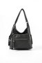 Black Soft Leather Stylish and Practical Large Multi-Compartment 3-in-1 Women's Backpack, Shoulder Bag, and Crossbody Bag - 2