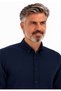 Men's Navy Blue Slim Long Sleeve Basic Shirt - 2