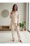 Women's Teddy Love Teddy Bear and Bow Patterned Buttoned Pajama Set - 2