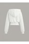 Women's Oversize Crystal Stone Printed Short Hooded Crop Sweatshirt - 2