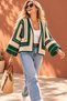 Hand Knitted Women's Cardigan, 100% Cotton, Bohemian Vintage Granny Square Design, Green and Cream, Seasonal, Handmade Cardigan, Sizes M/L. - 8