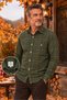 Men's Classic Wide Cut Long Sleeve Plaid Cotton Shirt with Pockets