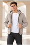 Men's Hooded, Pocketed, Wool-Lined, Full-Zip Cardigan in Stone Color - 4